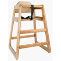 Walnut Finish Wooden High Chair with Safety Belt