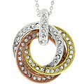Three-tone Interlocking Circles CZ Necklace