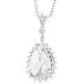 Silvertone Cubic Zirconia Rain Drop Necklace