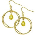 Goldtone Triple Circle Dangling CZ Earrings