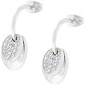 Silvertone Cubic Zirconia Bent Round Earrings
