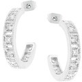 Silvertone Cubic Zirconia Half Moon Earrings