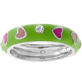 Silvertone Enamel Cubic Zirconia Ring