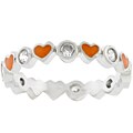 Silvertone Eternity Orange Enamel CZ Ring