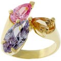 Goldtone 3-stone CZ Ring