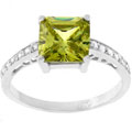 Sterling Silver Green Princess-cut CZ Ring