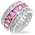 Sterling Silver Baguette-cut Pink CZ Eternity Ring