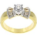 Goldtone Bow-tie Engagement-inspired CZ Ring