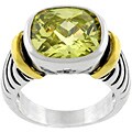 Two-tone Designer-inspired Lime CZ Ring