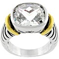 Two-tone Designer-inspired Clear CZ Ring