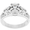 Silvertone Oval-cut Bridal-inspired CZ Ring