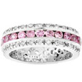 Sterling Silver Pink Cubic Zirconia Eternity Band
