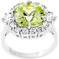 Silvertone Cushion-cut Green Cubic Zirconia Ring
