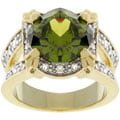 Goldtone Large Green Cubic Zirconia Fashion Ring