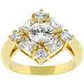 Goldtone Square Design Cubic Zirconia Ring
