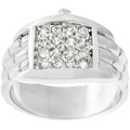 Men's Silvertone Watch Design CZ Ring