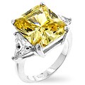 Sterling Silver Cushion-cut Yellow CZ Ring