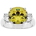 Silvertone Round-cut Yellow Cubic Zirconia Ring