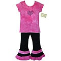 AnnLoren 2-piece Pink Tie Dye Crystal Heart Outfit