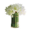 Silk White Amaryllis with Cylinder Vase