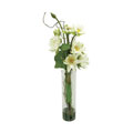 Faux White Lotus In Cylinder Vase