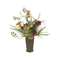 Faux Rose and Berries In Wooden Pot