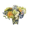 Blue and Yellow Provincial Spring Faux Floral Pot