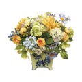 Blue/ Yellow Provincial Spring Faux Floral Planter
