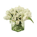 White Faux Tulips In Square Vase
