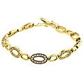 Goldtone Oval Pattern CZ Bracelet