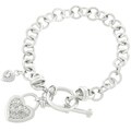 Silvertone CZ Chain Link Toggle Clasp Bracelet
