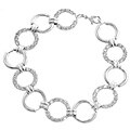Silvertone Circle Pattern Fashion CZ Bracelet