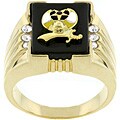 Men's Goldtone Enamel and CZ Nautical-themed Ring