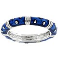 Silvertone Blue Enamel Tribal Design Band