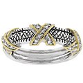 Two-tone Antiqued Triple-X Cubic Zirconia Ring