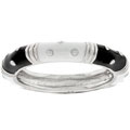 Silvertone Black/ White Enamel Tribal Design Ring
