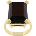 Goldtone Emerald-cut Chocolate CZ Cocktail Ring