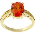 Goldtone Oval-cut Orange CZ Fashion Ring