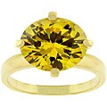 Goldtone Yellow Cubic Zirconia Solitaire Ring