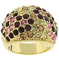 Goldtone Multicolor Pave Style Cocktail Ring