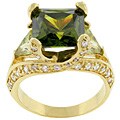 Goldtone Princess-cut Cubic Zirconia Cocktail Ring