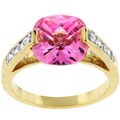 Two-tone Cushion-cut Pink Cubic Zirconia Ring