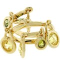 Goldtone Yellow and Olive CZ Dangle Ring