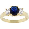 Goldtone Oval-cut Dark Blue Cubic Zirconia Ring