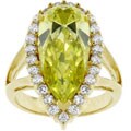 Goldtone Teardrop Yellow CZ Cocktail Ring