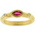 Goldtone-matted Marquise-cut Pink CZ Ring