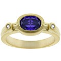 Matted Goldtone Oval-cut Purple CZ Ring