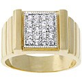 Goldtone Men's Square Pave Cubic Zirconia Ring