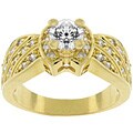 Goldtone Bridal-inspired Round-cut CZ Ring