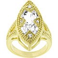 Goldtone Matted X-design CZ Fashion Ring